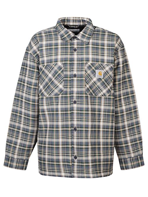 Camicia azzurra di CARHARTT WIP caratterizzata da stampa check, logo frontale, colletto classico e chiusura a bottoni. CARHARTT WIP | I03531235RXX